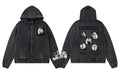 Enfants Riches Déprimés Multi-Panel Photo Zip-Up Hoodie - Washed Black